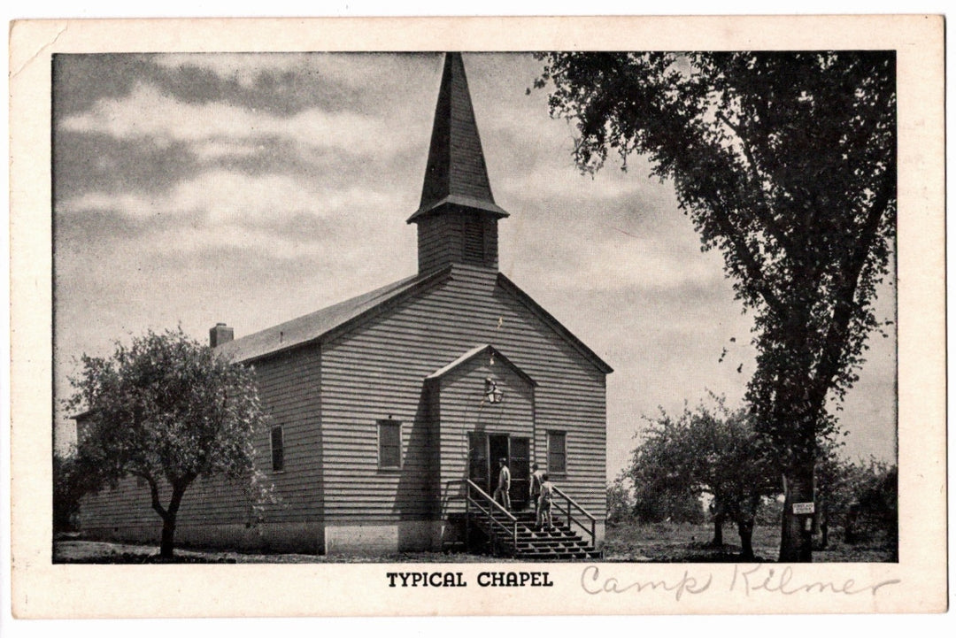 1942 WWII Typical Chapel at Camp Kilmer New Jersey Vintage Postcard