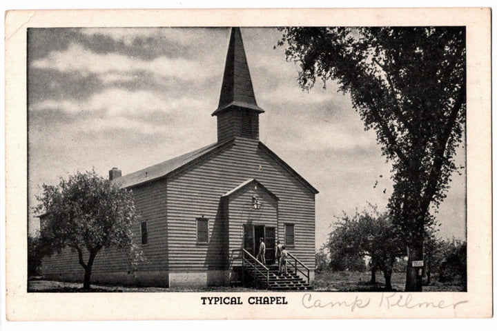 1942 WWII Typical Chapel at Camp Kilmer New Jersey Vintage Postcard