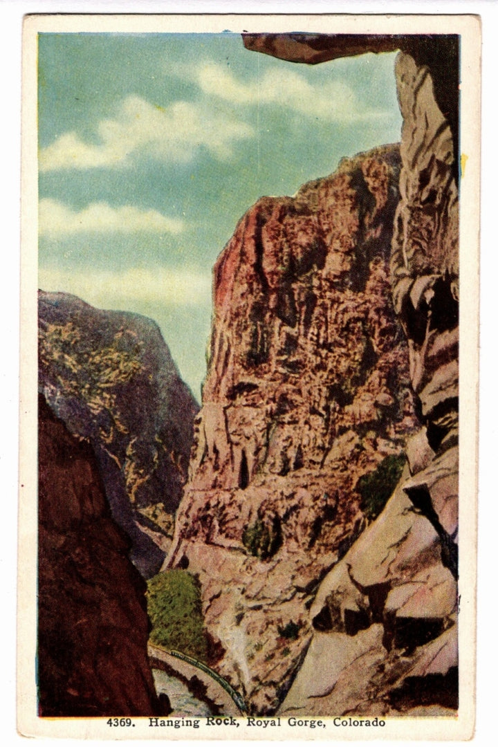 1920 Hanging Rock in the Royal Gorge Colorado Vintage Postcard.