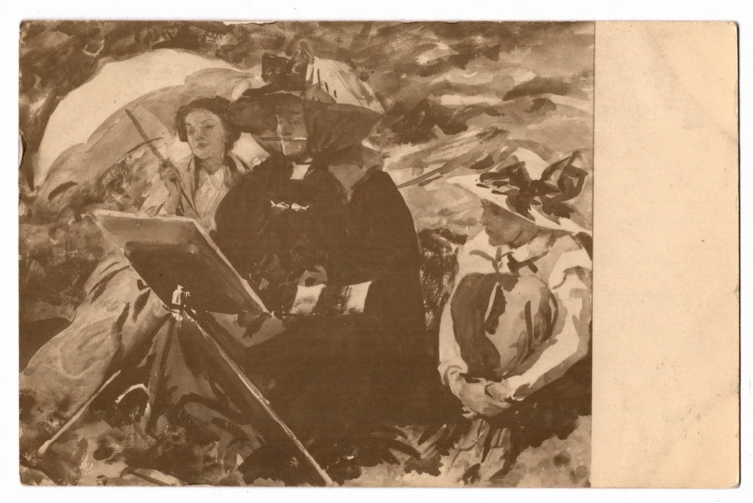 1910s Simplon Pass: The Lesson by Sargent Vintage Art Postcard.