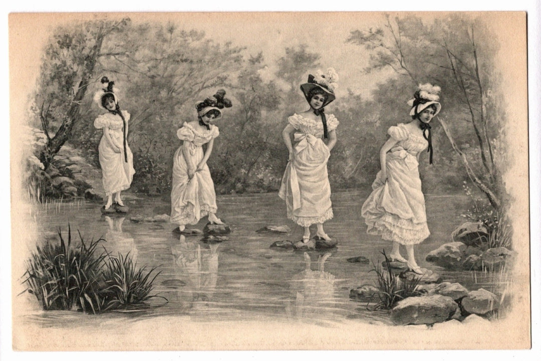  1908 Multiple Exposure Victorian Lady Vintage Postcard.