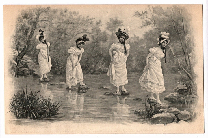  1908 Multiple Exposure Victorian Lady Vintage Postcard.