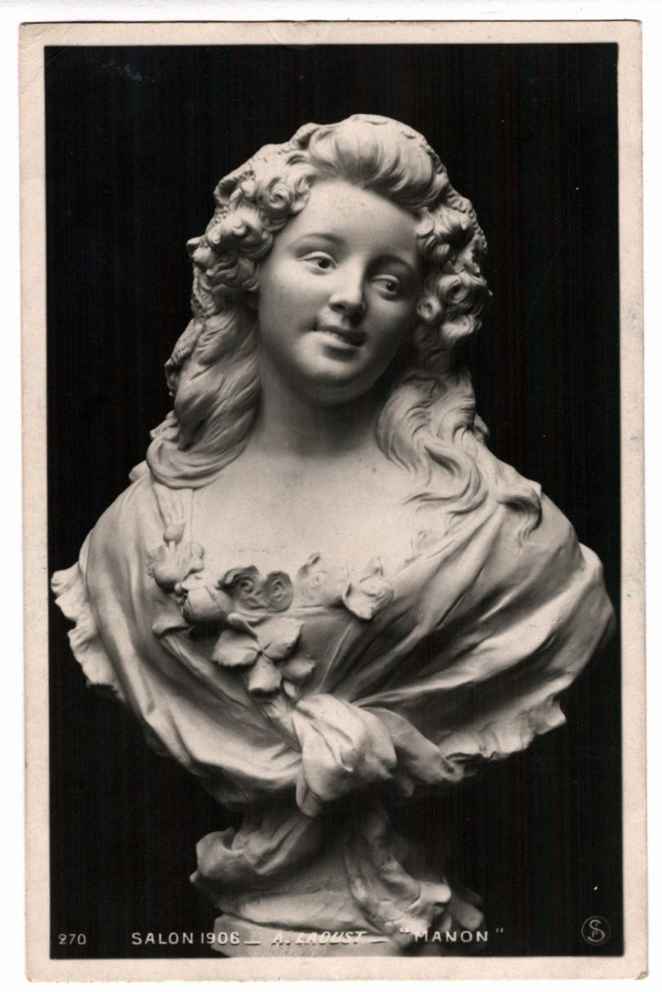1907 Manon Sculpture by Laoust Salon Art Postcard, front view.