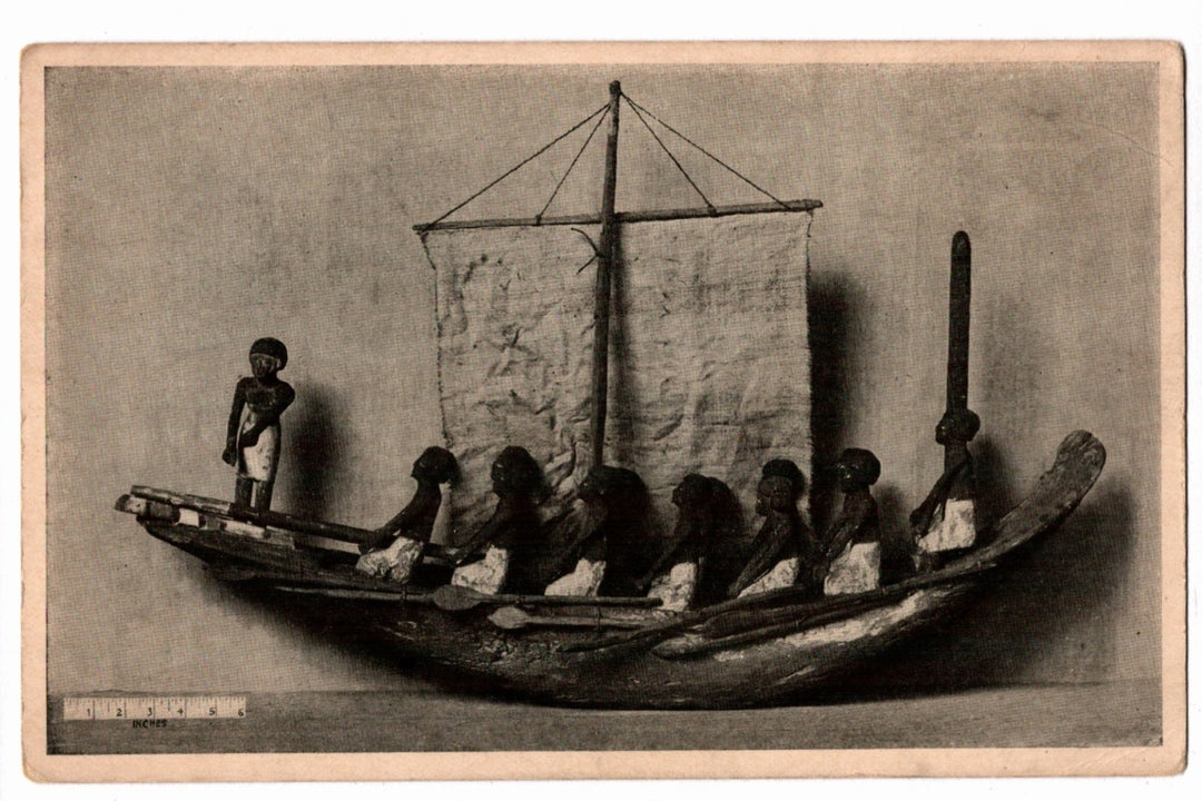 1920s Ancient Egyptian Funerary Model Boat Vintage Postcard.