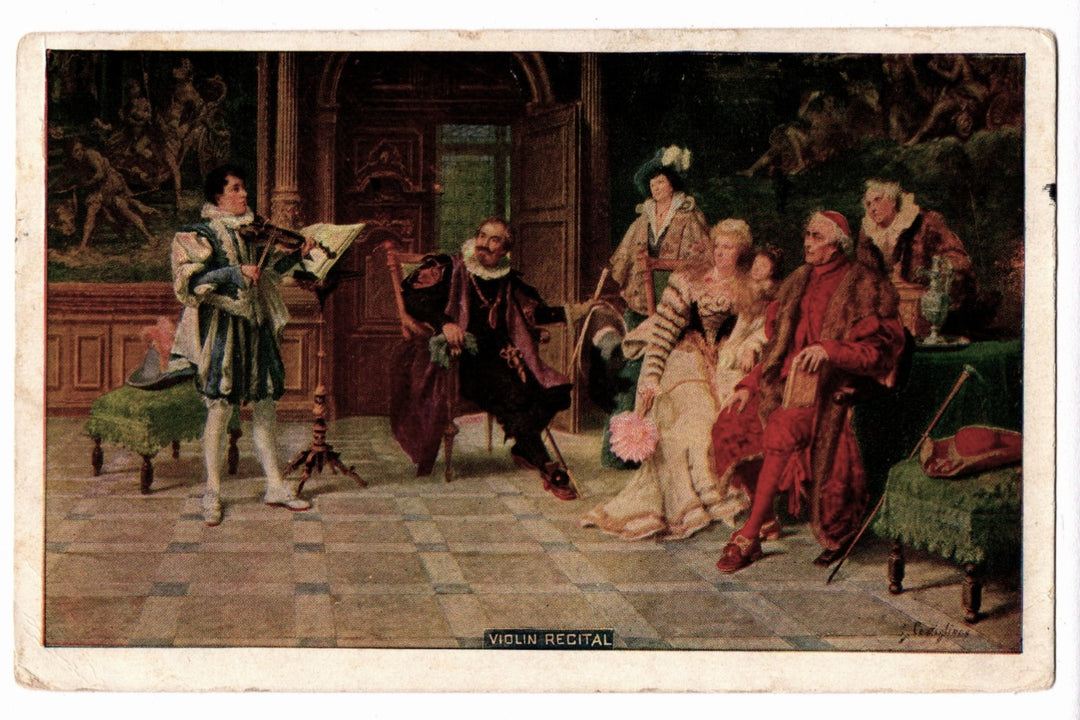 1907 Violin Recital by Giuseppe Castiglione Vintage Art Postcard.