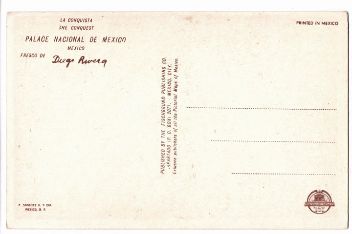 1930s The Conquest by Diego Rivera National Palace Mexico City Vintage Postcard