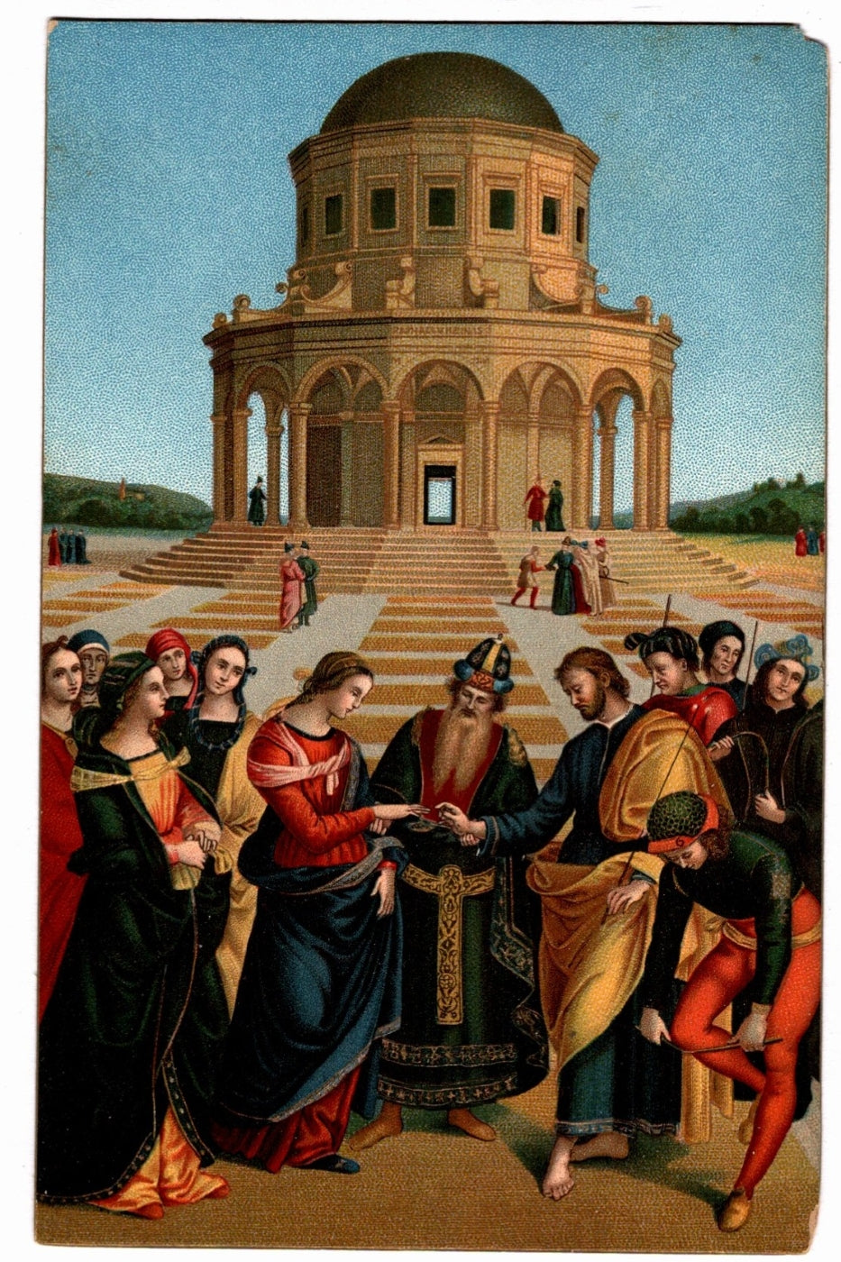 1905 The Marriage of the Virgin by Raphael Vintage Art Postcard.