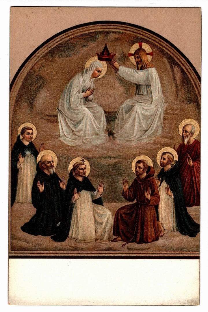 910 Coronation of the Virgin Fra Angelico Florence Art Vintage Postcard.