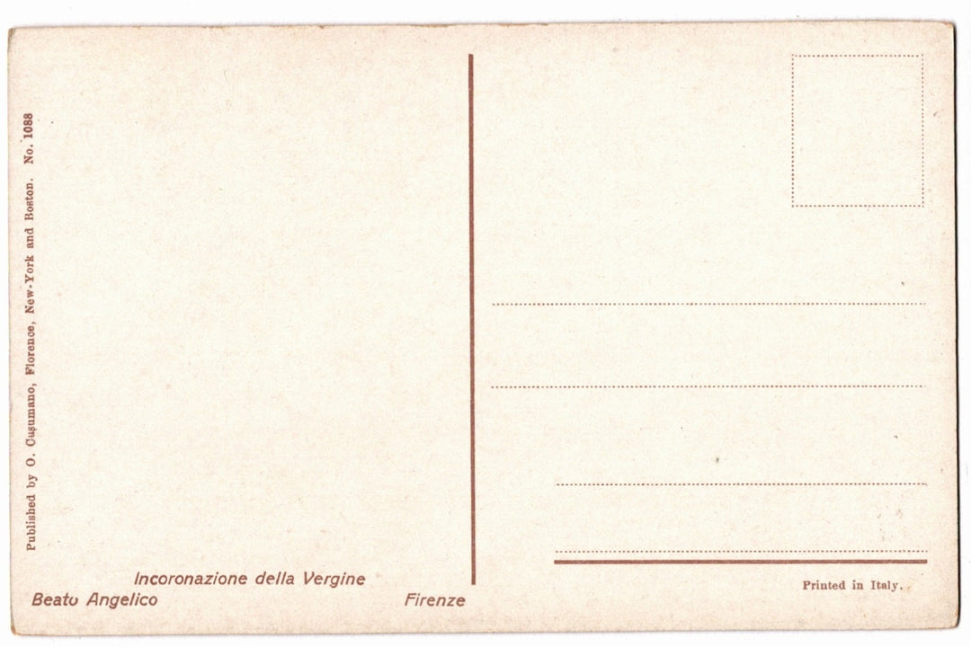 1910 Coronation of the Virgin Fra Angelico Florence Art Vintage Postcard