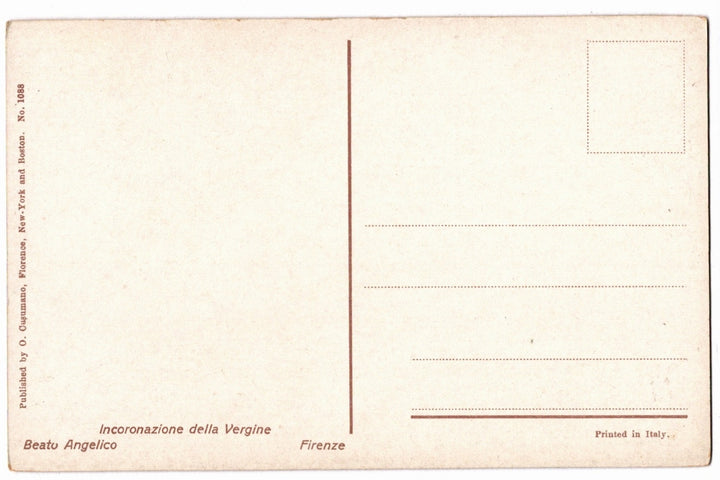 1910 Coronation of the Virgin Fra Angelico Florence Art Vintage Postcard