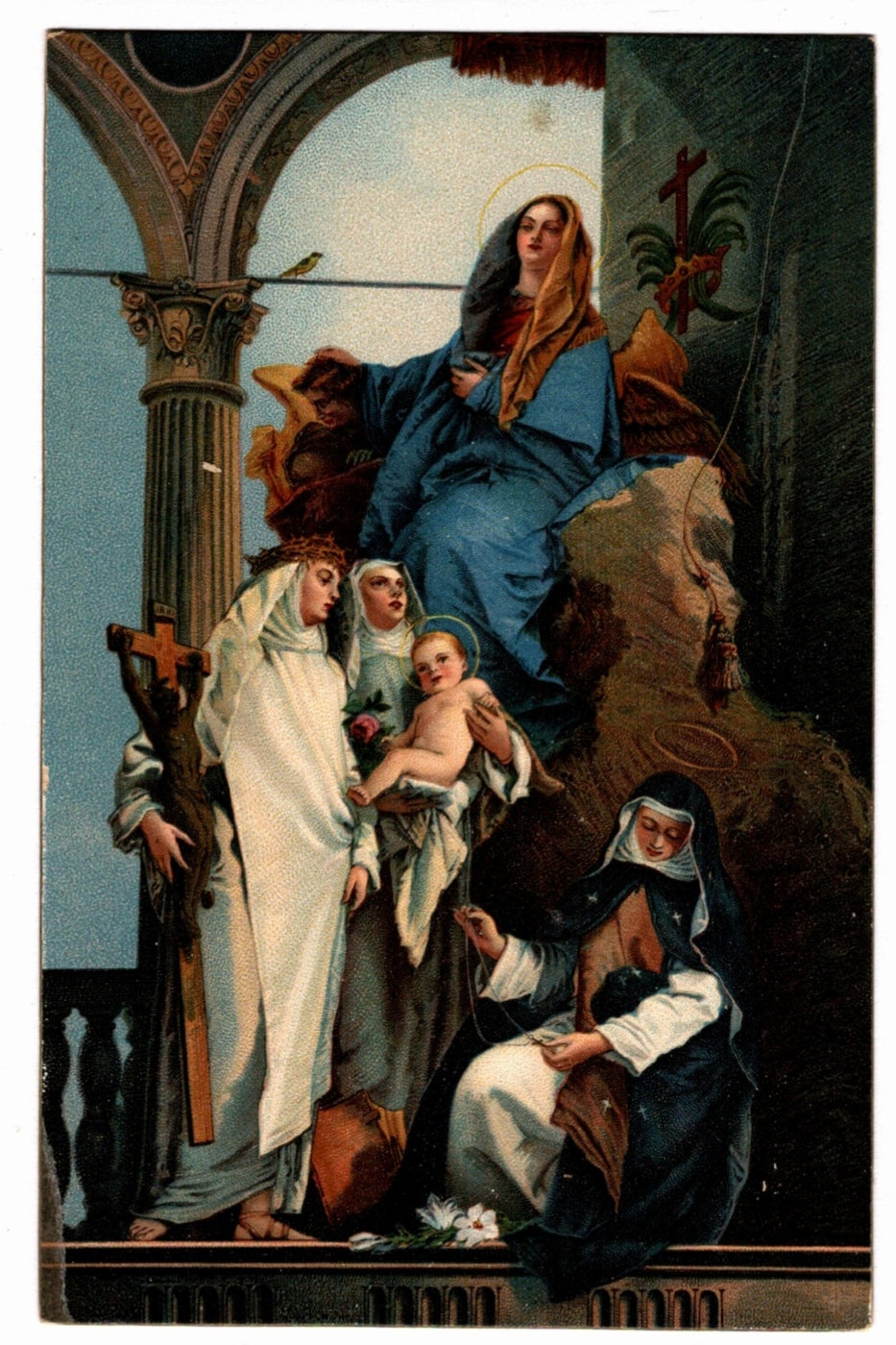 Virgin Appearing to Dominican Saints Tiepolo Venice Art Vintage Postcard.