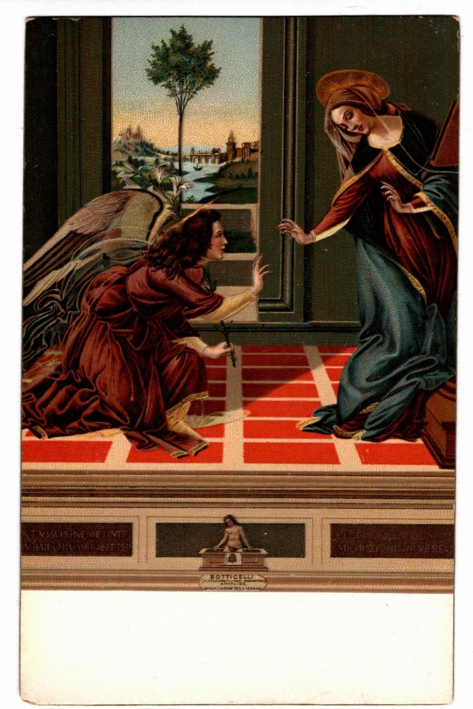 Cestello Annunciation Botticelli Florence Art Vintage Postcard.