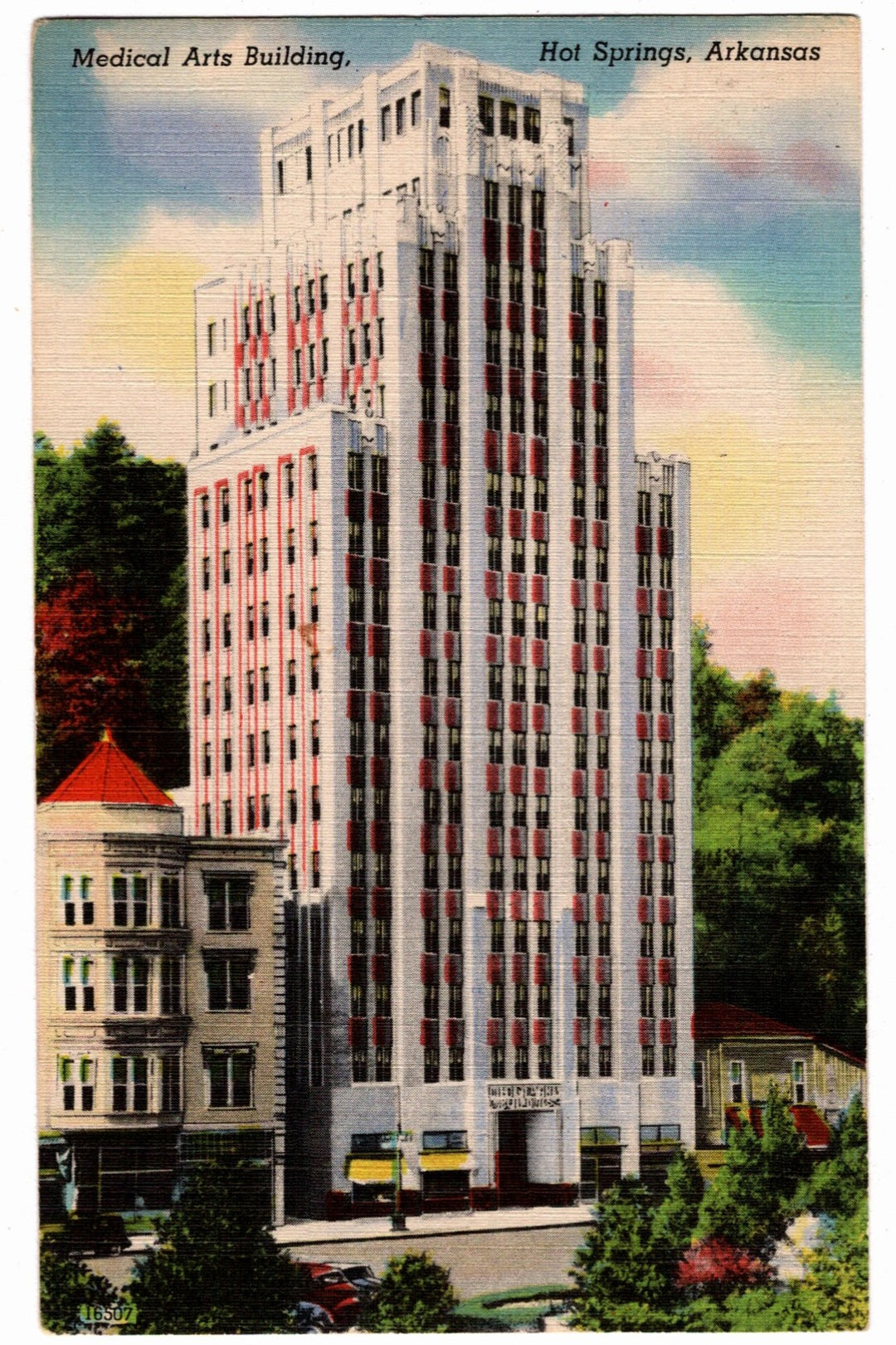 1943 Medical Arts Building Hot Springs Arkansas Vintage Postcard.