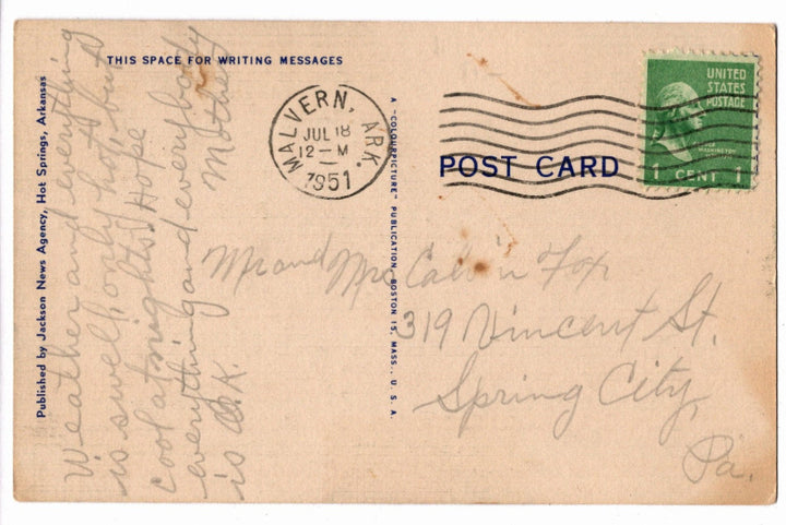 Back of postcard.