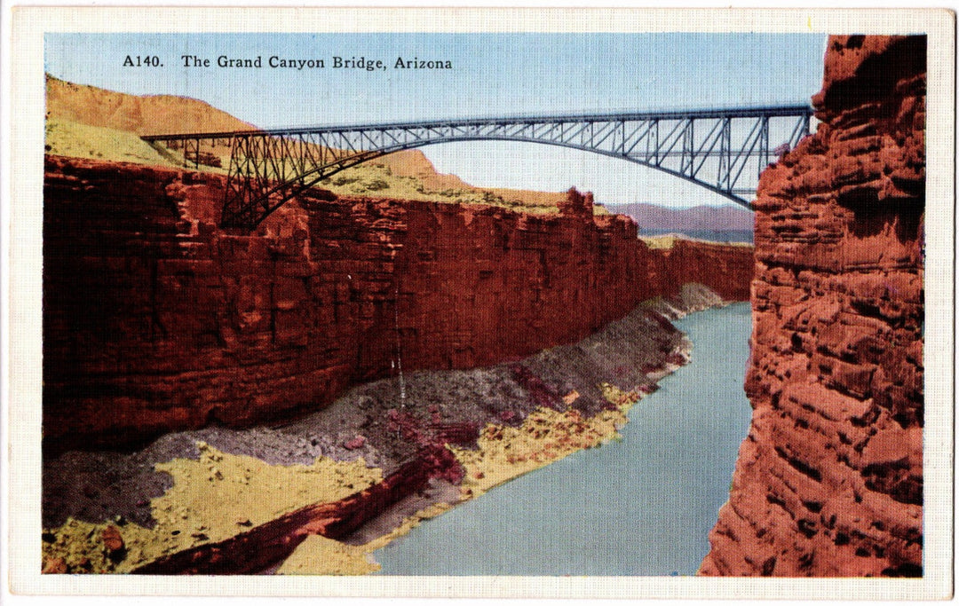 Vintage postcard of the Grand Canyon Bridge in Arizona.