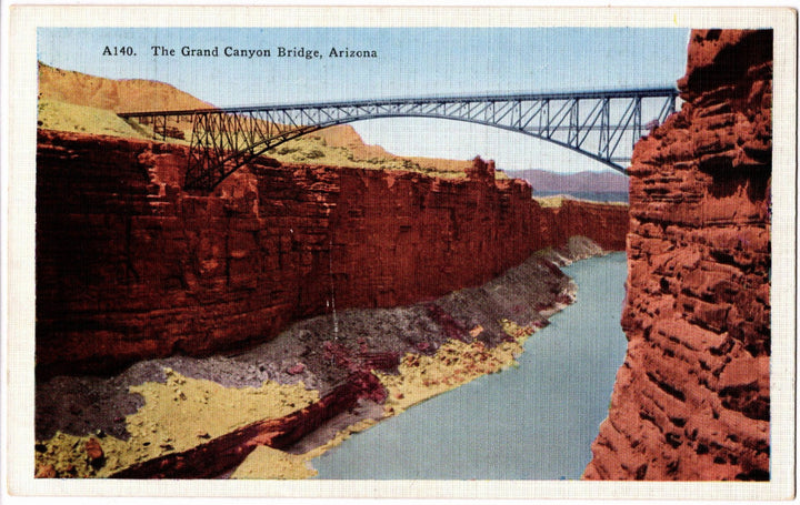 Vintage postcard of the Grand Canyon Bridge in Arizona.