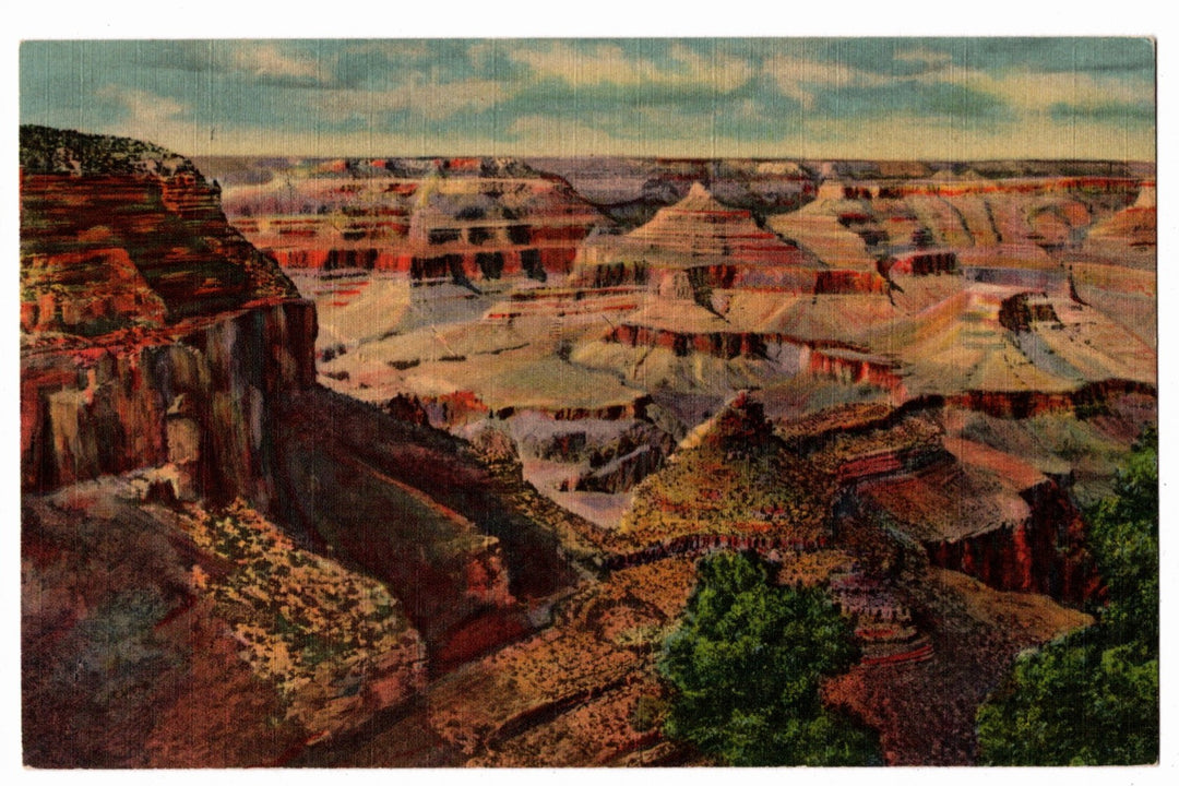 1938 "The Battleship" Grand Canyon National Park Arizona Vintage Postcard, Grand Canyon.