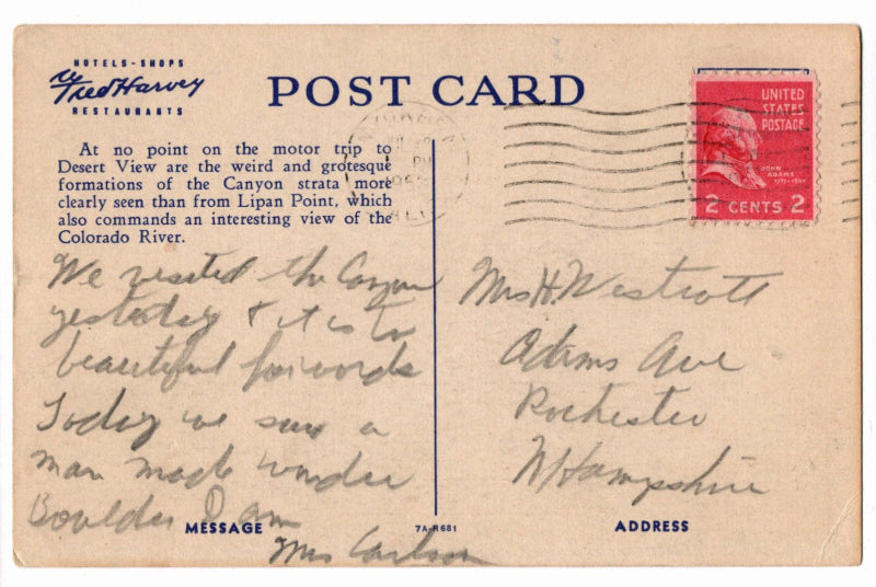 Back of postcard.