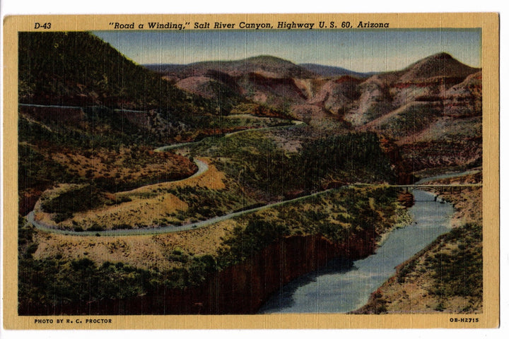 1940 Salt River Canyon View Arizona Vintage Postcard