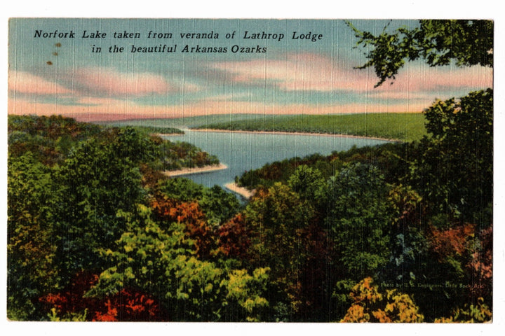 1947 Norfork Lake Arkansas Ozarks Vintage Postcard.