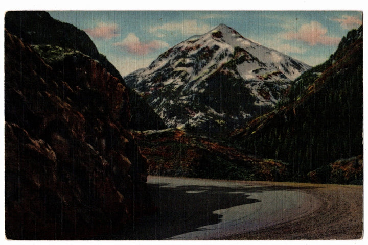 1940 Mt. Abram Million Dollar Highway Colorado Vintage  Linen Postcard.