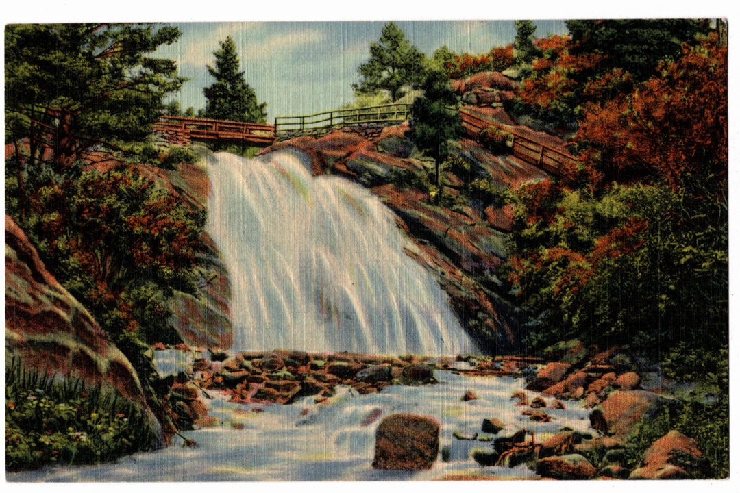 1934 Helen Hunt Falls North Cheyenne Cañon Park Colorado Vintage Postcard.