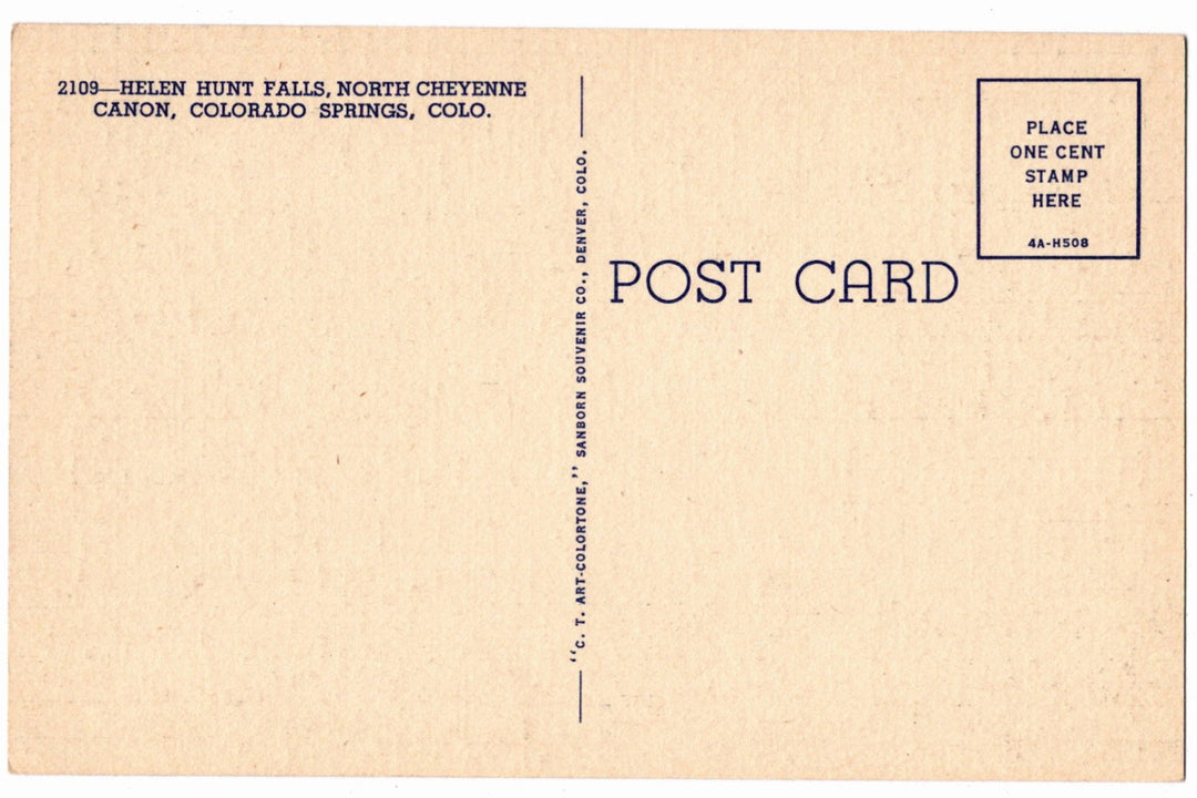 1934 Helen Hunt Falls North Cheyenne Cañon Park Colorado Vintage Postcard