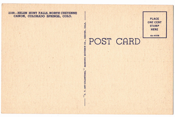 1934 Helen Hunt Falls North Cheyenne Cañon Park Colorado Vintage Postcard