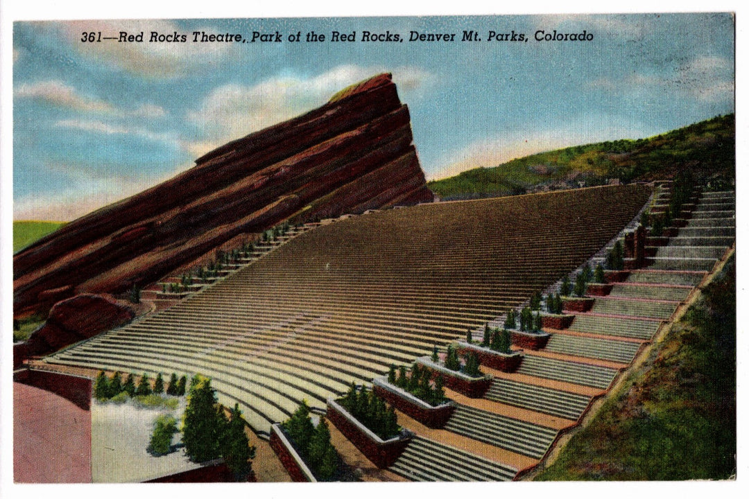 Vintage postcard of Red Rocks Amphitheater in Denver, Colorado