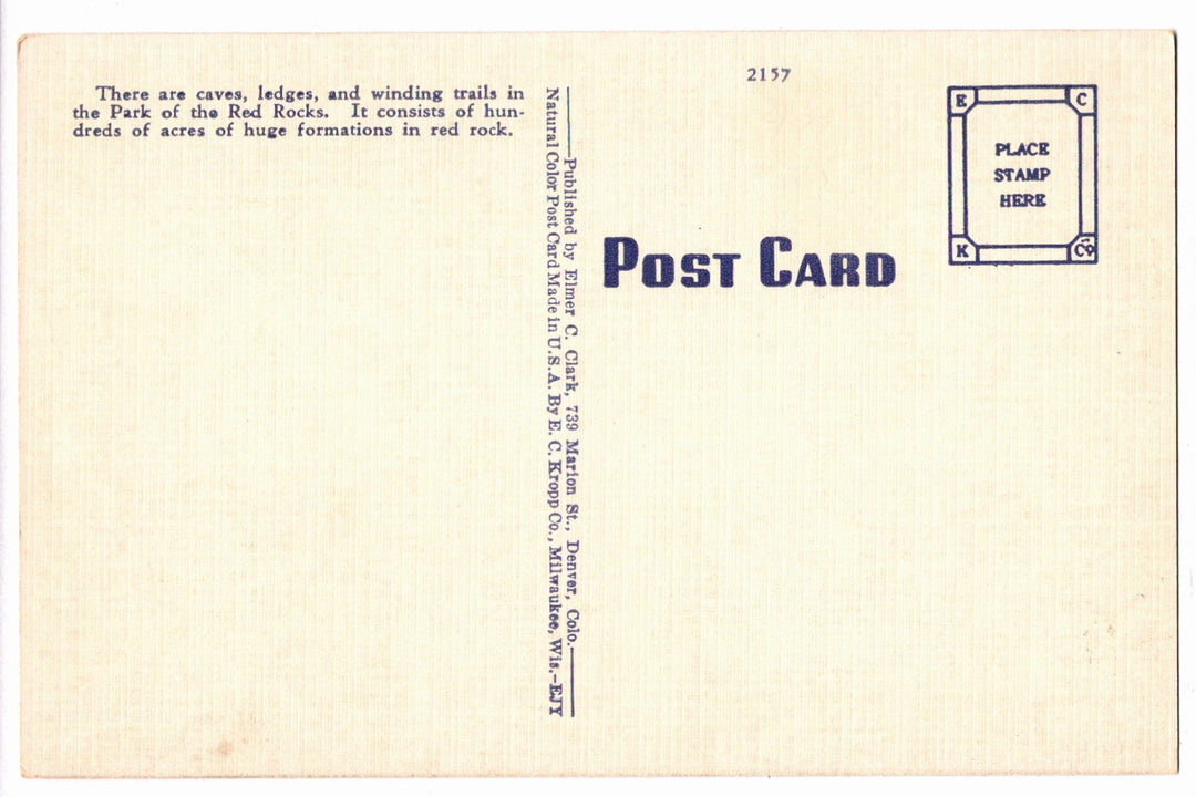 1941 Red Rocks Entrance Denver Mountain Parks Colorado Vintage Postcard