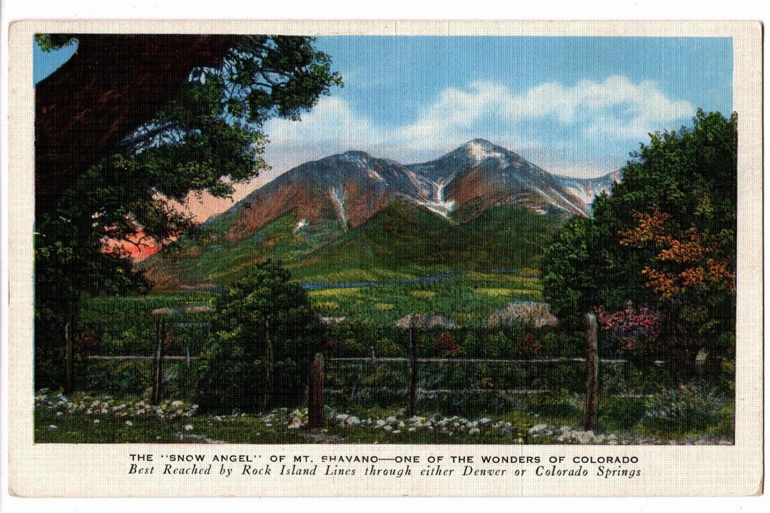 1934 Snow Angel of Mt. Shavano Colorado Vintage Postcard.