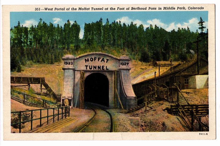 Vintage postcard of the Moffat Tunnel at Berthoud Pass in Middle Park, Colorado