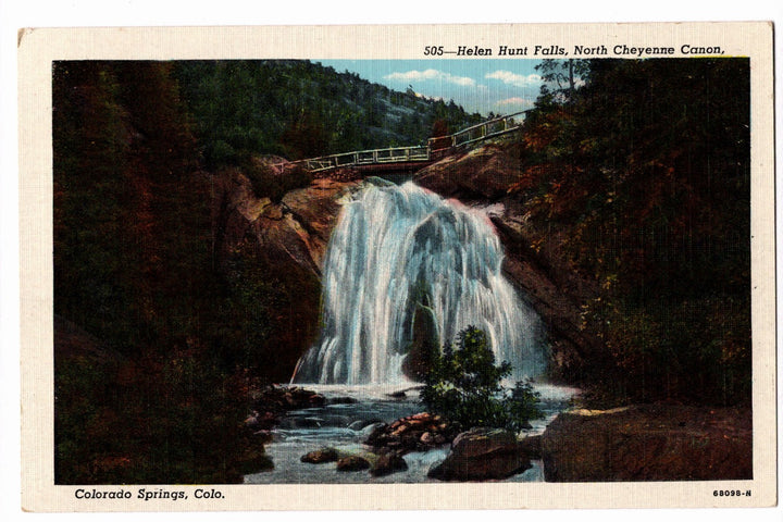 Vintage postcard of Helen Hunt Falls in North Cheyenne Canon, Colorado Springs, Colo.