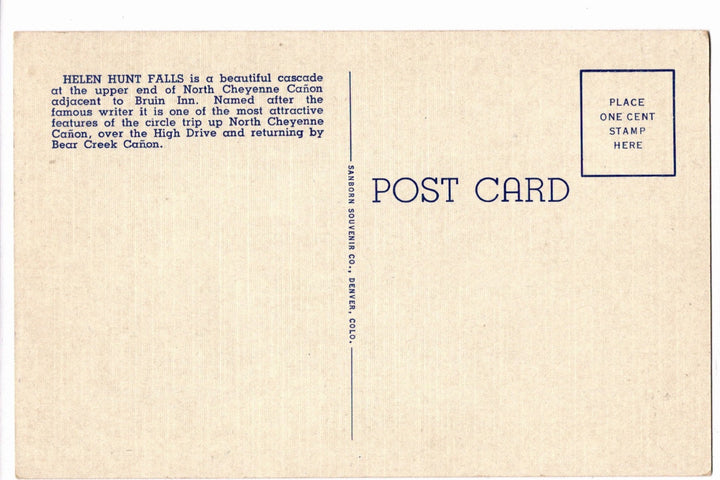1942 Helen Hunt Falls North Cheyenne Canon Colorado Vintage Postcard