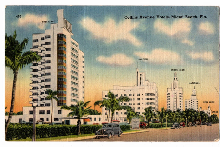 1941 Collins Avenue Hotels Miami Beach Florida Vintage Postcard