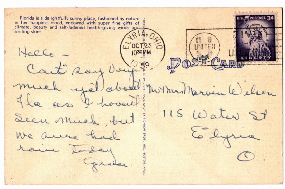 1941 Miami Florida Estate Drive Vintage Postcard