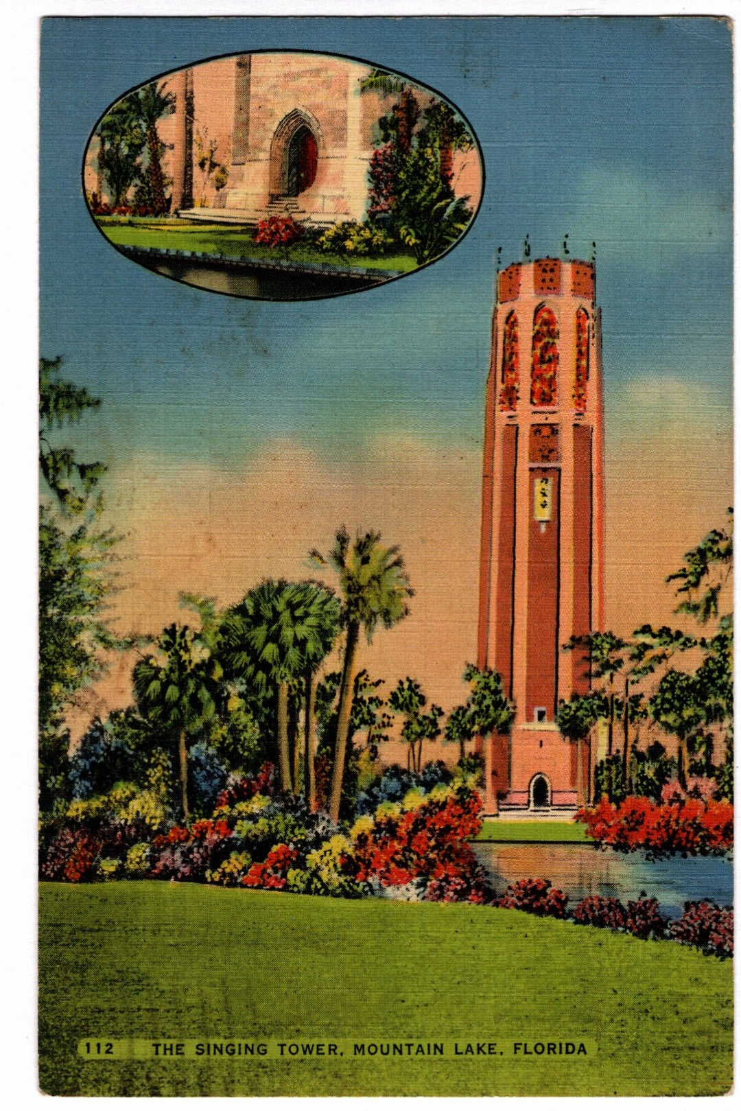  Singing Tower Mountain Lake Florida Vintage Postcard.