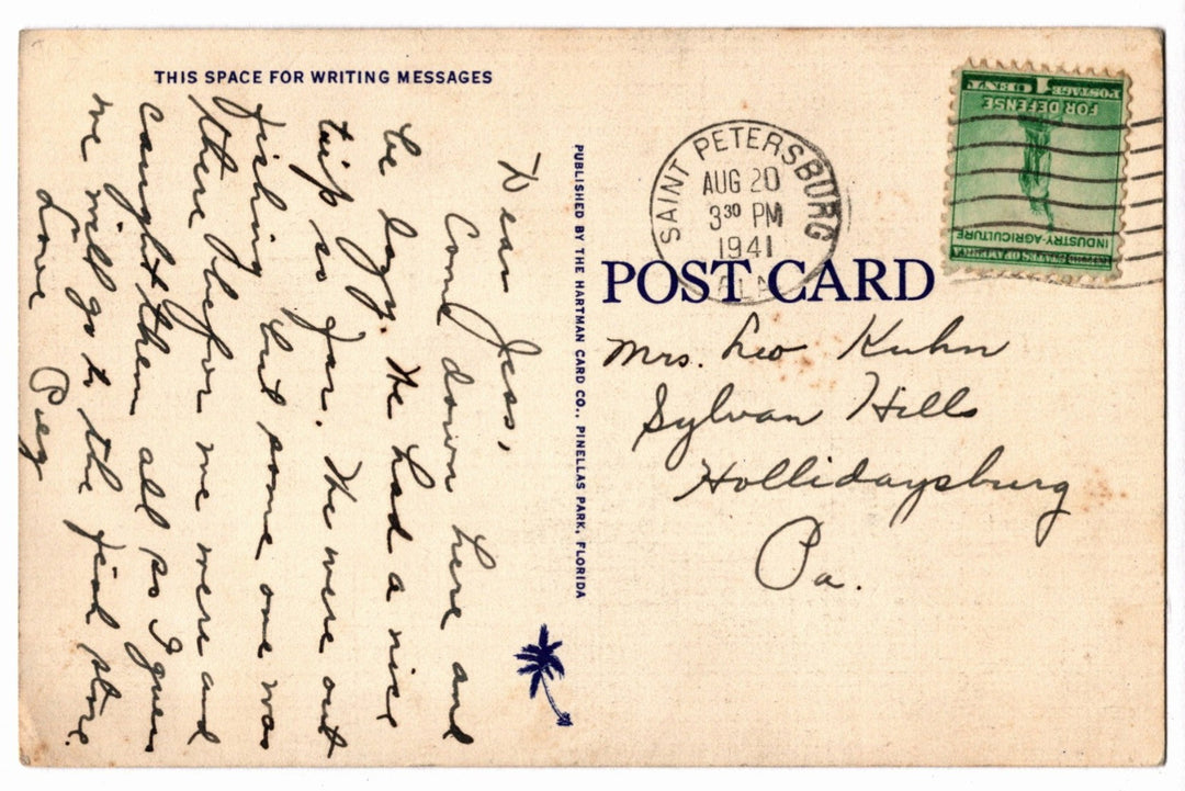 1940s Singing Tower Mountain Lake Florida Postcard