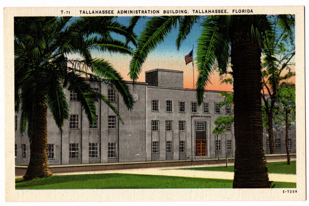 Tallahassee Administration Building in Tallahassee, Florida with palm trees in the foreground.  Memorial HealthCare Building.