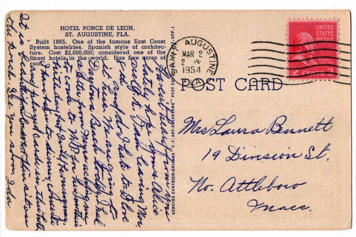 1935 Hotel Ponce De Leon St. Augustine Florida Postcard