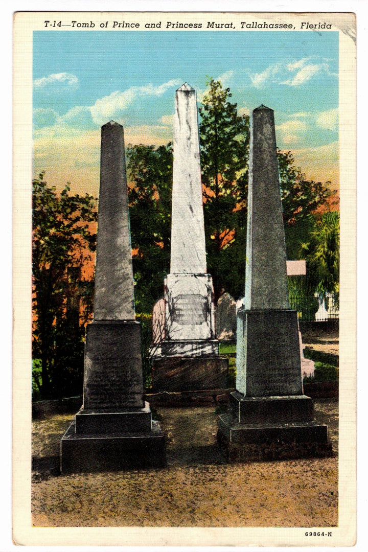 Tomb of Prince and Princess Muriel in Tallahassee, Florida, with obelisks and trees in the background.
