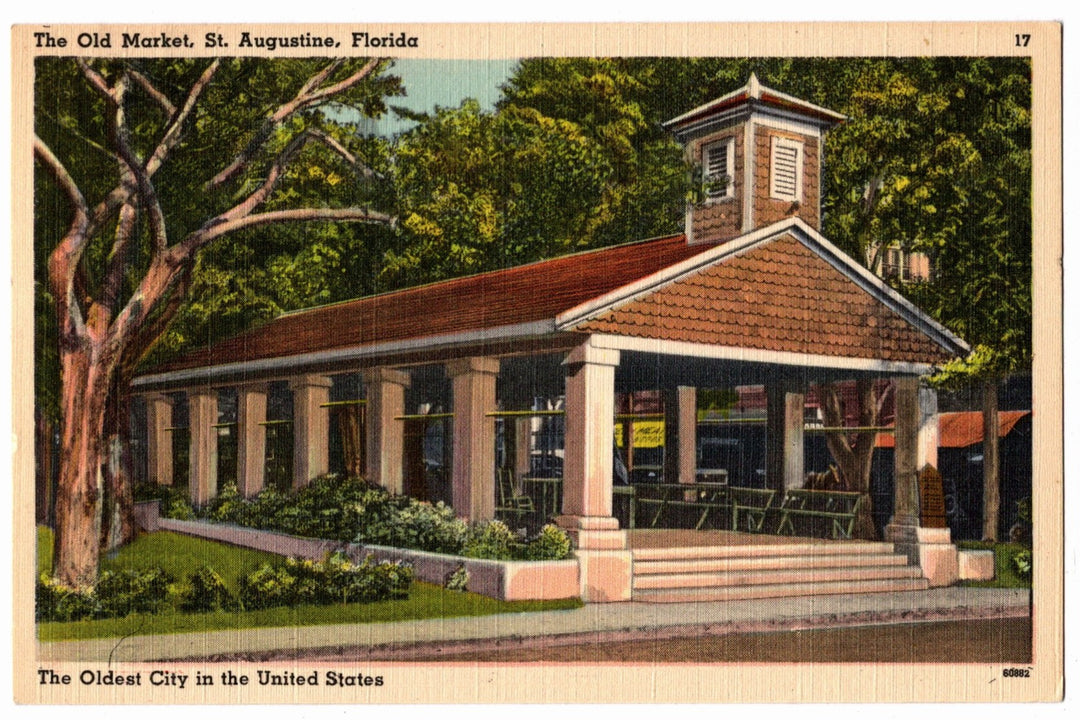 Vintage postcard of The Old Market in St. Augustine, Florida.