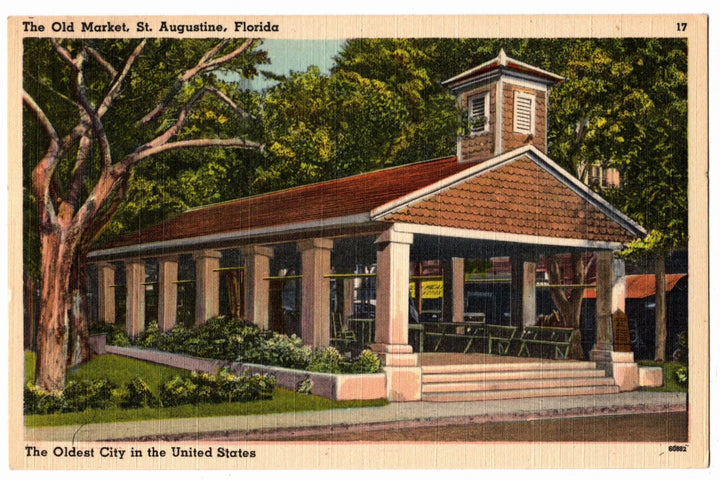 Vintage postcard of The Old Market in St. Augustine, Florida.