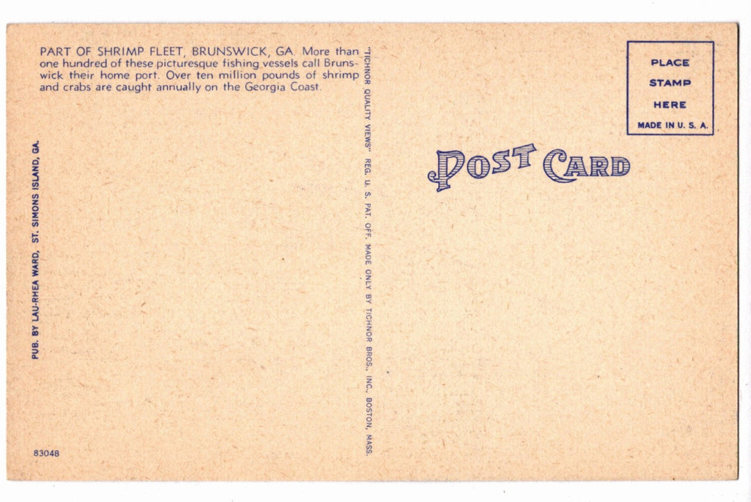1940s Shrimp Boats Brunswick Georgia Vintage Postcard