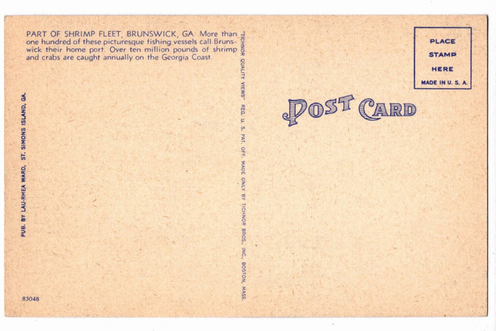 1940s Shrimp Boats Brunswick Georgia Vintage Postcard