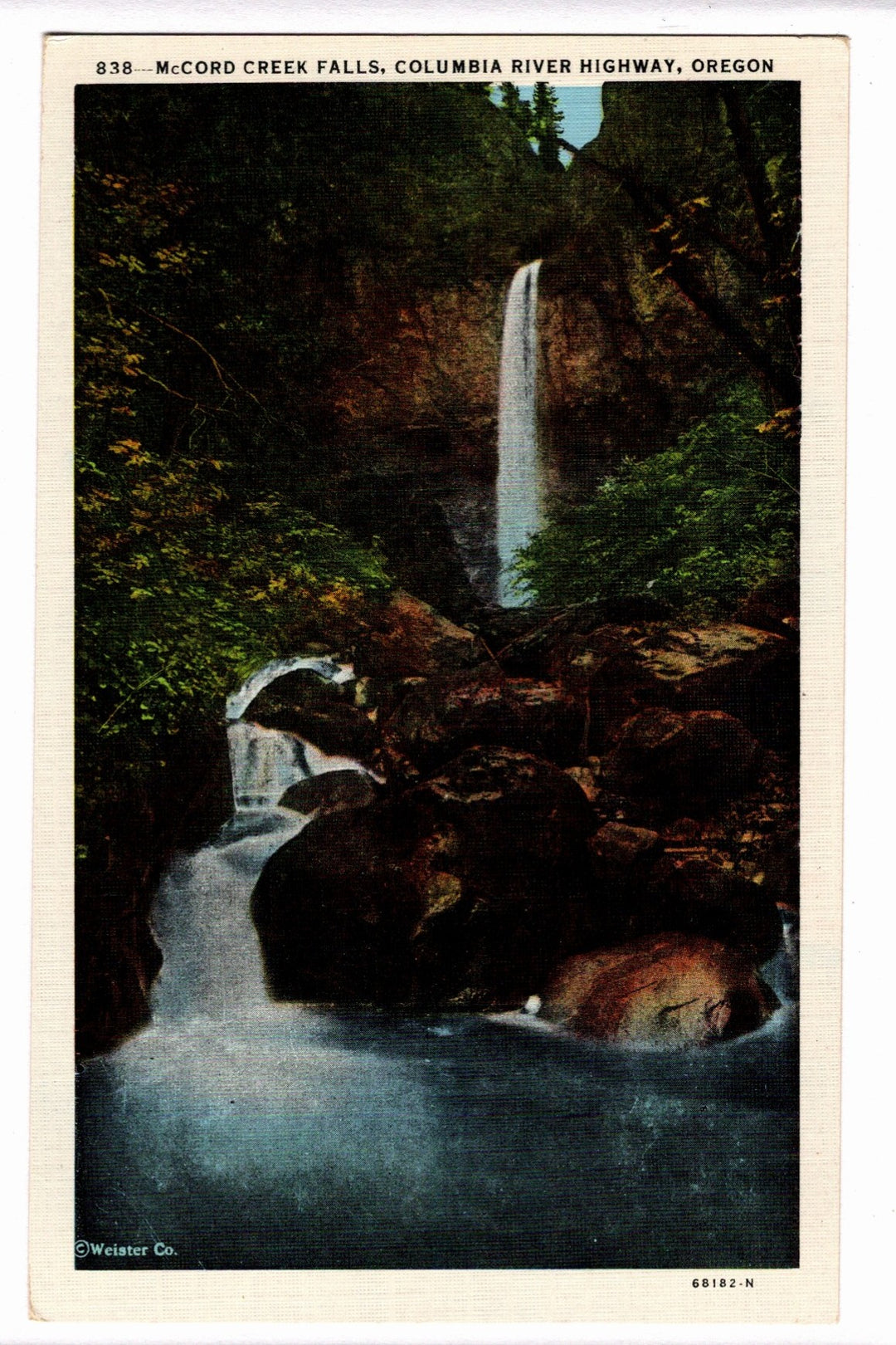  1941 McCord Creek Falls Columbia River Highway Oregon Vintage Postcard.