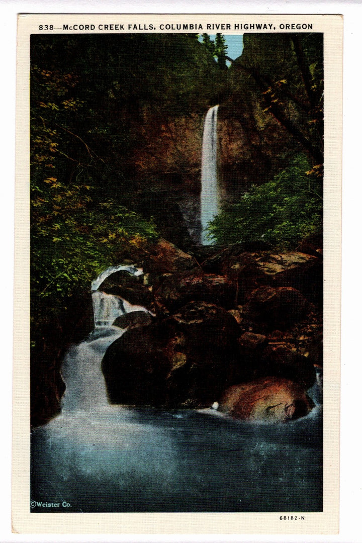  1941 McCord Creek Falls Columbia River Highway Oregon Vintage Postcard.