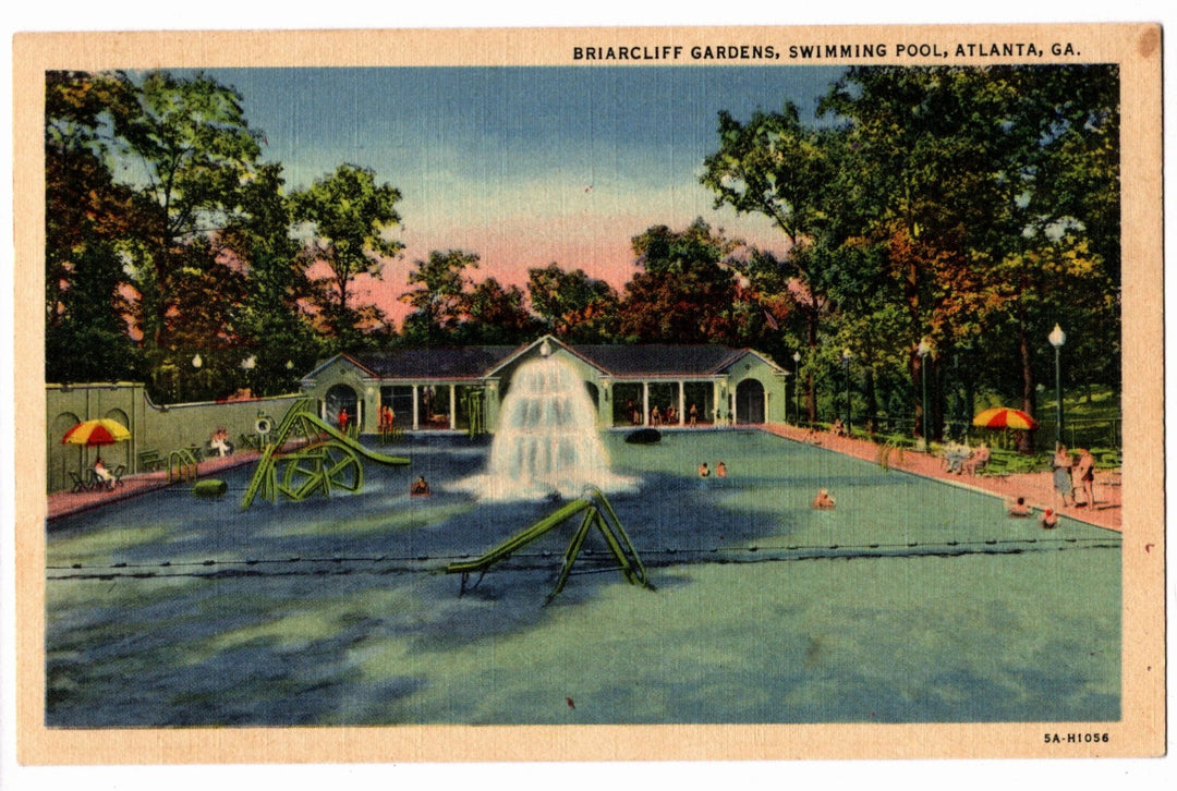 Briarcliff Gardens Swimming Pool Atlanta GA Vintage Postcard.