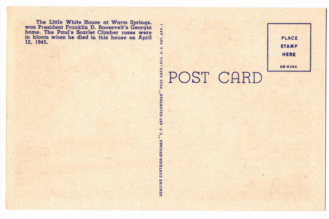 1948 Little White House Warm Springs Georgia Vintage Postcard