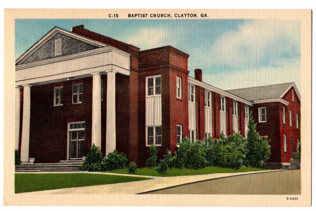 Baptist Church Clayton Georgia Vintage Postcard.